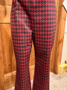 Sanctuary Red and Black Houndstooth Flare Pants